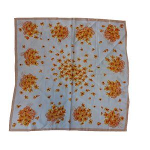 Vintage Woman's Scarf 100% Acetate Twill Water Repellent Made in Japan Floral
